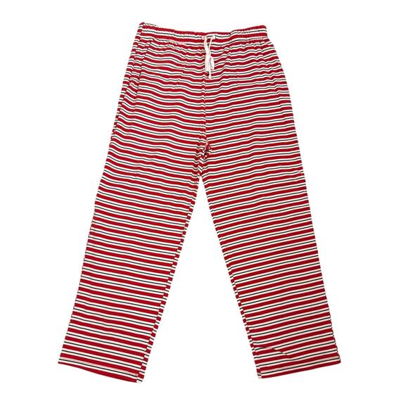 Livy & Kate Pajamas Red White Green Stripe Sleep Pants Size Women's Large - Picture 1 of 3